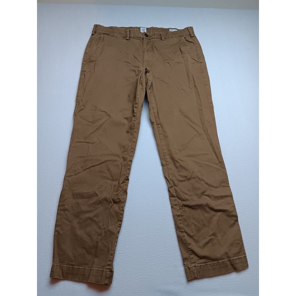 GAP Essential Khaki Straight Chinos Mens 36x30 Brown Cotton Stretch Pants